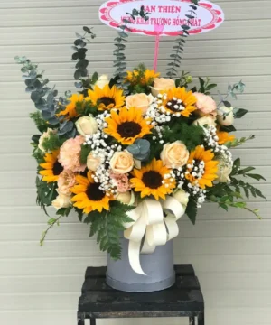 Đặt lẵng hoa khai trương để bàn sang trọng giá rẻ nhất