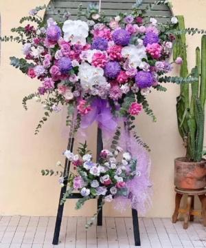 Lẵng hoa 2 tầng khai trương